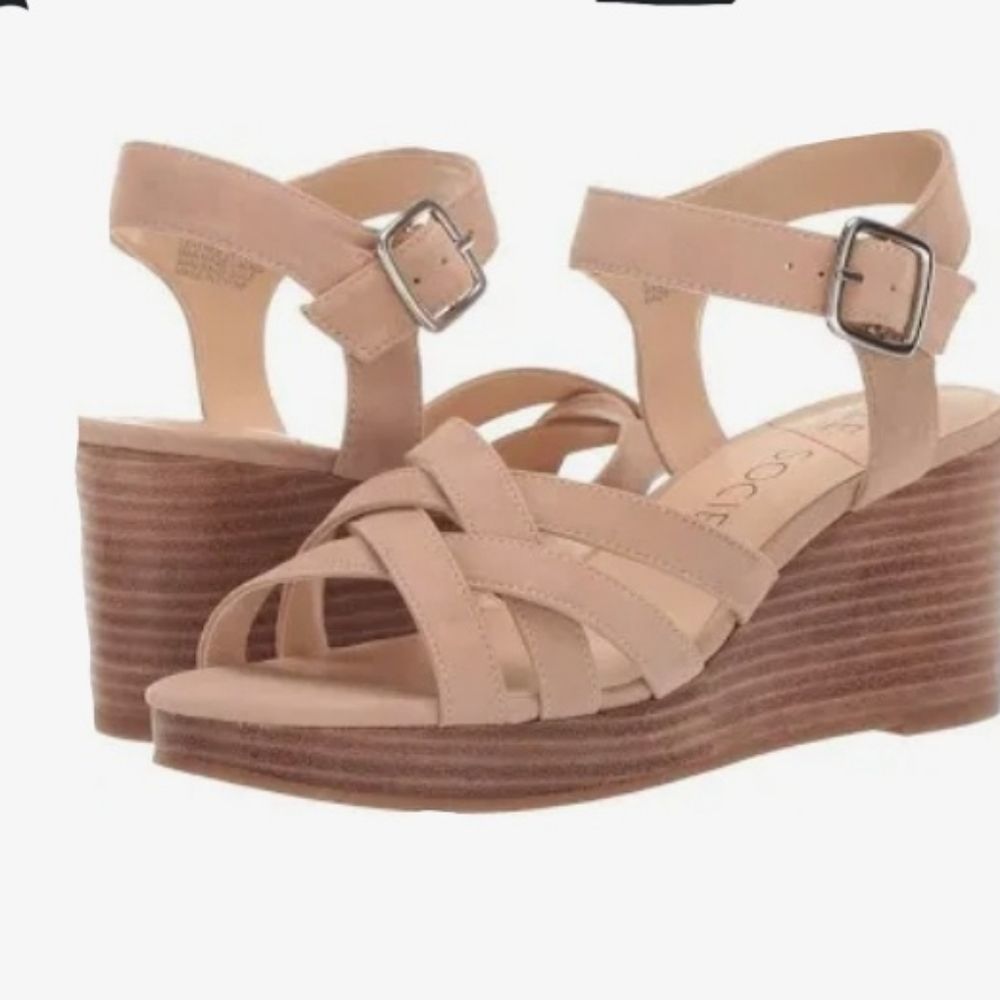 SOLE SOCIETY Cattah beige Wedge Sandal shoe size 9.5 and size 9